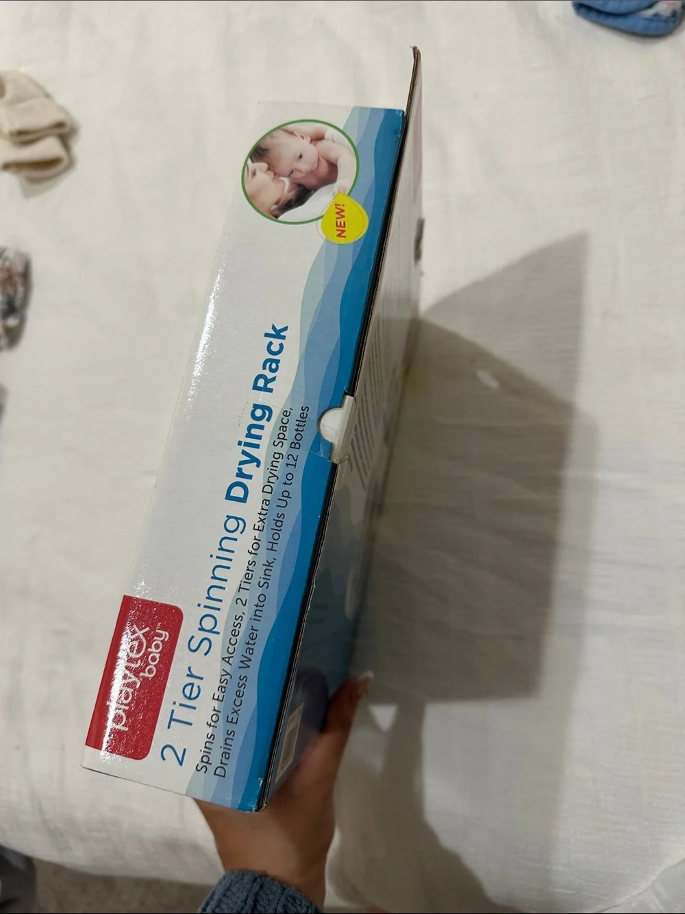 Brand new unopened 2 Tier Spinning Drying Rack for Baby Bottles - Blue/White